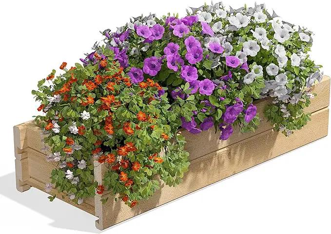 Greenes Fence Cedar Wood Planter Box with Rail Mount Brackets, 32" x 11" x 7" - Made in USA with North American Cedar by GreenHaven Gardens