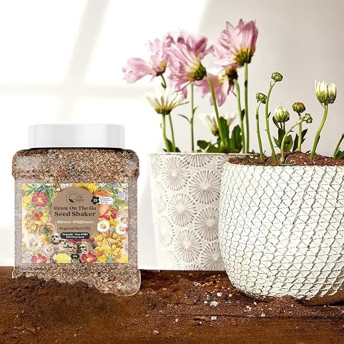 Midwest Wildflower Seeds Regional Mix - Organic, Non-GMO - 100% Pure Seed - 21 Different Wildflowers Seeds of Annual and Perennial, 1 LB Tub by GreenHaven Gardens