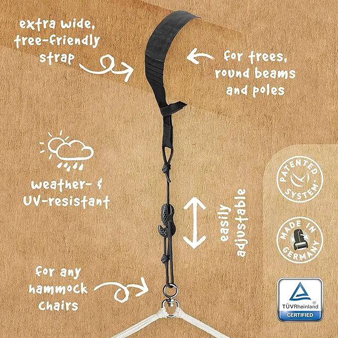 LA SIESTA® Large Comfort Domingo Hammock Chair Swing & Tree Mount Kit - Suspension Kit for Trees Beams Posts - Weatherproof, Outdoor Indoor Hammock Swing - Hanging Chair for Bedroom Patio - Sea Salt by GreenHaven Gardens