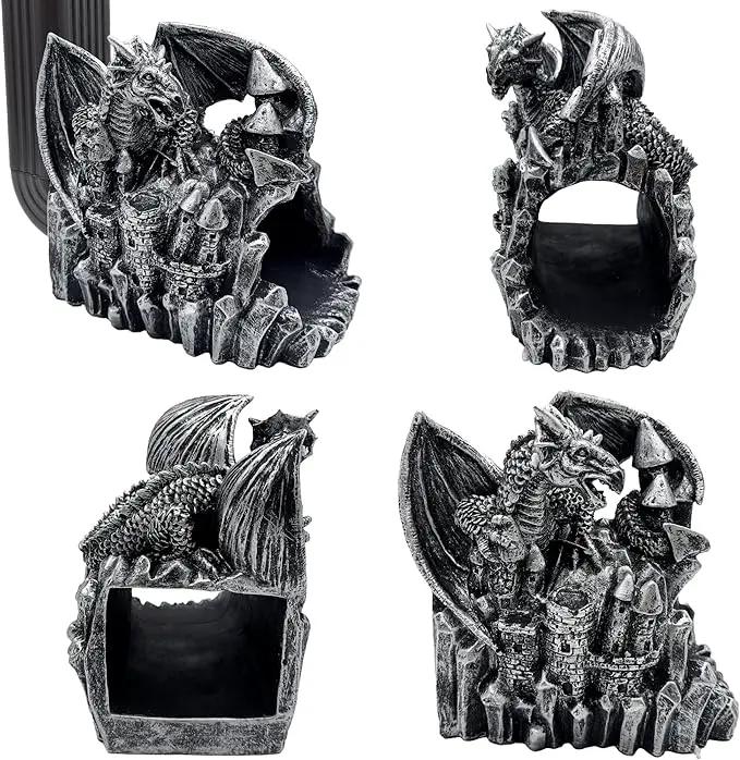 Dragon Sculpture 3"x4" Gutter Downspout Decoration, Outdoor Decor, Garden Animal Statue Ornament, Gutter Downspout Diverter Rain, Splash Block, Gutter Extender, Decorative Gutter Extension by GreenHaven Gardens