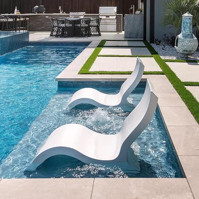 Ledge Lounger Signature Lowback Chair for in Pool or On-Deck Use - Ideal Water Depths 0-9 White Pool Lounge Chairs Set of 2 for Socializing by GreenHaven Gardens