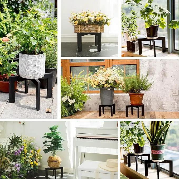 HPC DECOR 2 Pack Wood Plant Stand-Mid Century Modern Planter Stands-Wooden Flower Pot Stands Riser,Low Short Plant Stands Indoor-Modern Minimalist Wooden Stool for Plant Pot Holder, Fit 5-15 Inch Pot. by GreenHaven Gardens