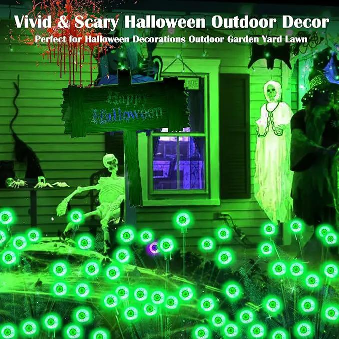 4 Pack Green Solar Eyeball Halloween Lights - Outdoor, Waterproof, Swaying Fairy Lights for Pathway, Yard, Garden Decorations by GreenHaven Gardens