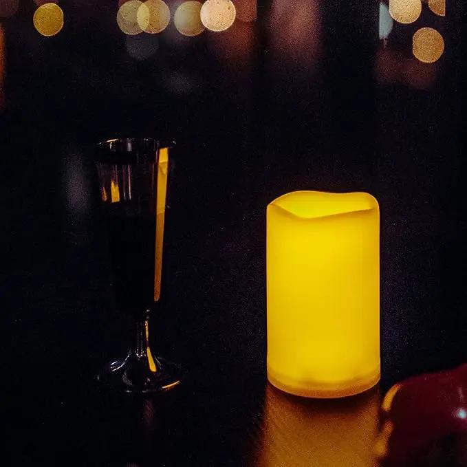 CANDLE CHOICE Waterproof Outdoor Battery Operated Flameless Candles with Remote Timer Plastic Flickering Fake Electric LED Pillars for Lantern Garden Wedding Christmas Decorations 3x5 Inches 2 PCS by GreenHaven Gardens