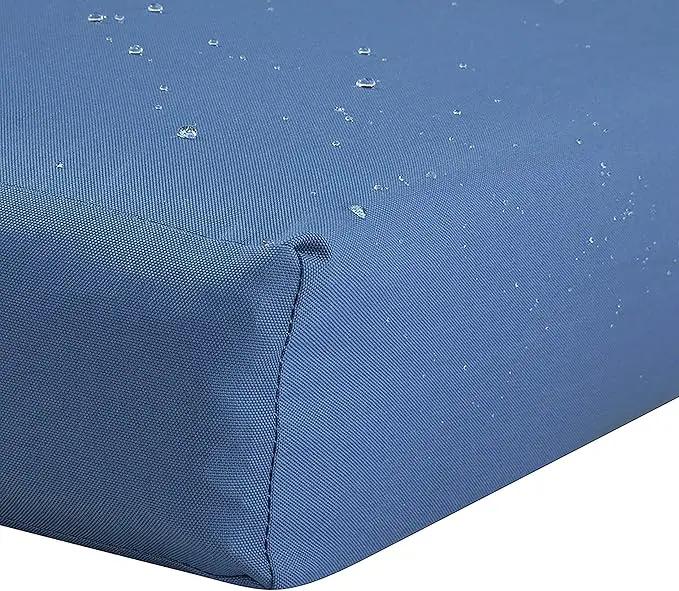 Classic Accessories Ravenna Water-Resistant 25 x 25 x 5 Inch Square Patio Seat Cushion Slip Cover & Foam, Empire Blue, Lounge Chair Cushion by GreenHaven Gardens
