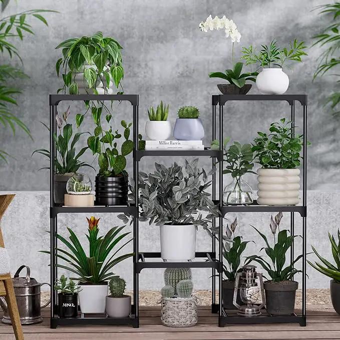 Metal Plant Stand Indoor Outdoor Plant Shelf Stand, 3 Tiers 8 Pots Potted Flower Plant Stands for Indoor Plants Multiple, Plant Shelves Stands Rack for Patio, Balcony, Living Room by GreenHaven Gardens