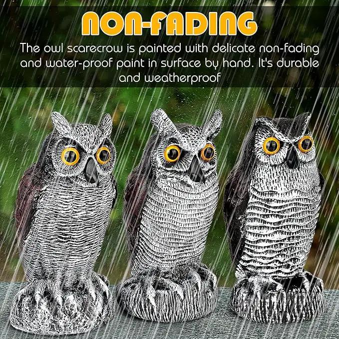 3-Pack Owl Decoys for Bird Deterrent - Weatherproof Bird Repellent Devices for Outdoor Use - Plastic Owls to Scare Birds Away and Control Garden Pests by GreenHaven Gardens