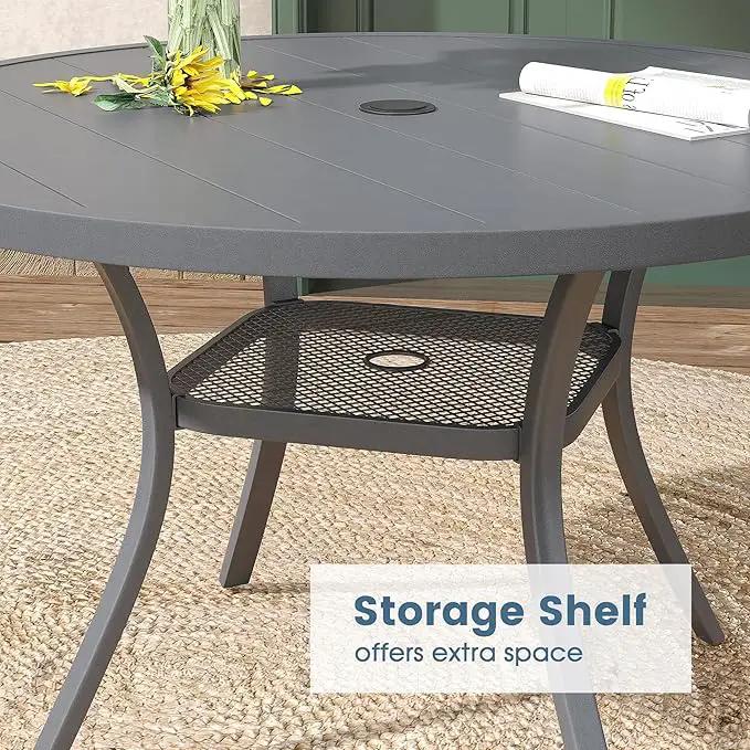 DIFY Outdoor Dining Table for 4, Round Patio Table with Umbrella Hole for Garden, Backyard and Porch (Dark Grey) by GreenHaven Gardens