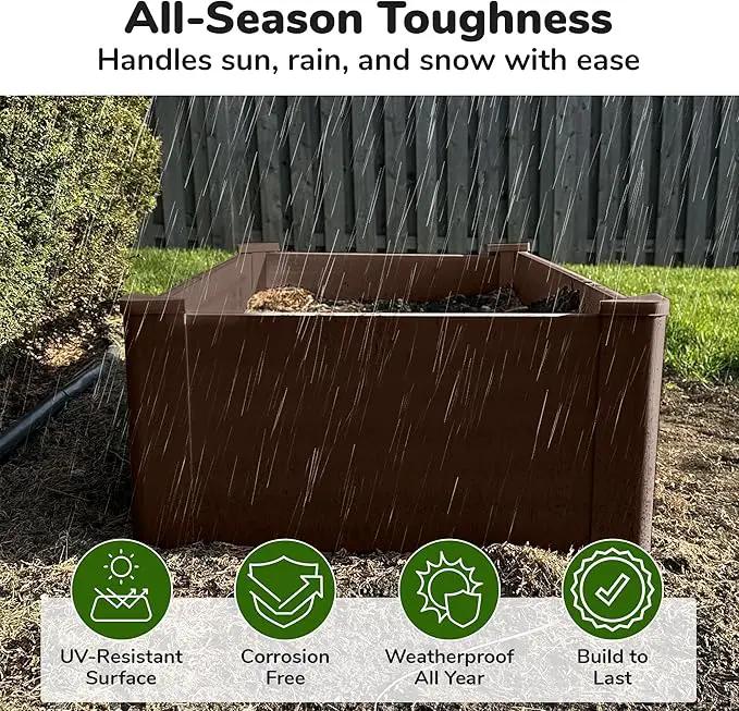 Raised Garden Bed - 2x4 ft Planter Box - Brown HDPE - No Tools Needed - DIY Kit for Urban Gardening, Flowers, Herbs & Vegetables - Made in The USA by GreenHaven Gardens