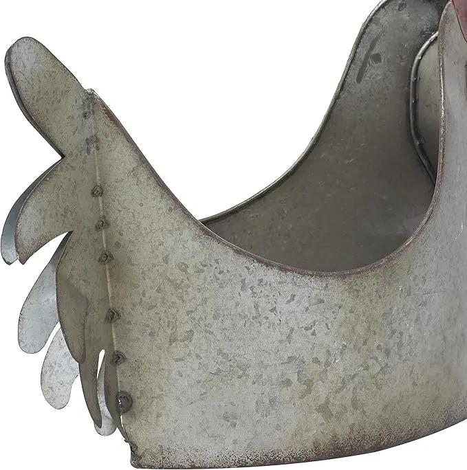 Deco 79 Metal Rooster Indoor Outdoor Planter Large Planter Pot, Planter 12" x 8" x 16", Gray by GreenHaven Gardens