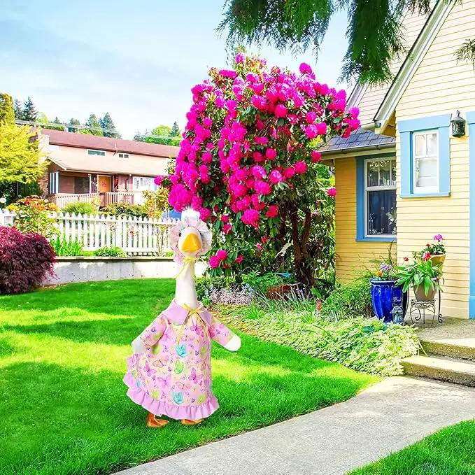 Spring Butterfly Goose Outfit Lawn Porch Goose Clothes 23" Spring Butterfly Outdoor Patio Yard Lawn Art Decoration by GreenHaven Gardens