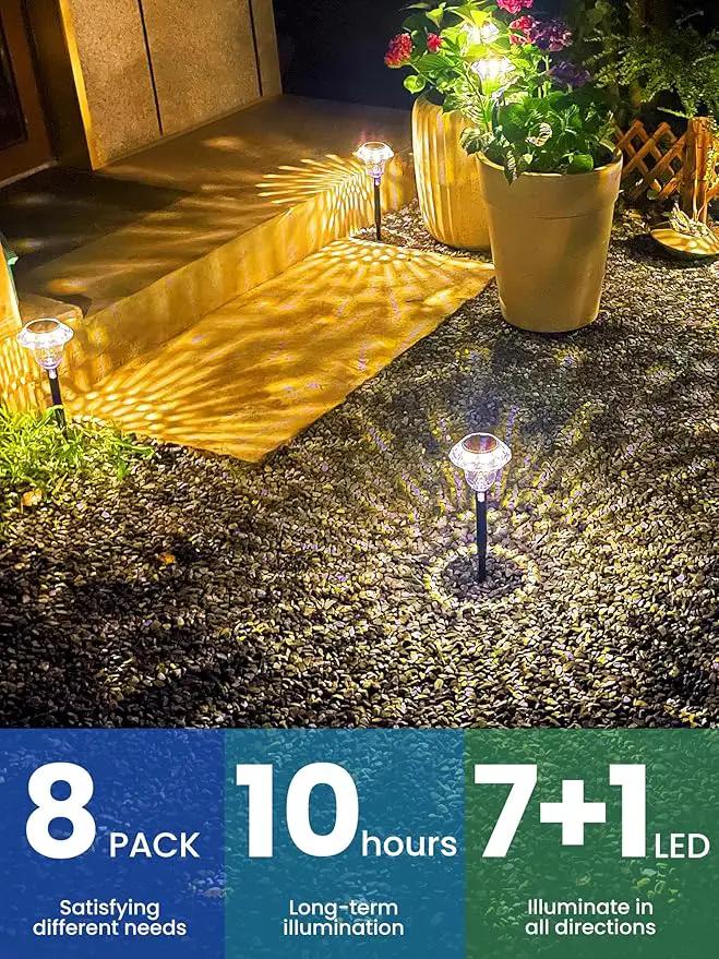 SOLPEX Solar Pathway Lights Garden Decor for Yard, Garden Lights Solar Powered Waterproof Landscape Lighting, Solar Outdoor Lights Porch Decor for Path Walkway Driveway (8 Pack Warm White) by GreenHaven Gardens