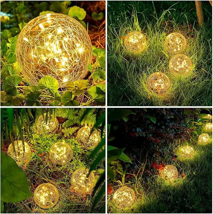 Honoson 3.9 Inch Solar Globe Lights Outdoor Waterproof, Solar Balls for Garden Cracked Glass Ball, Ground Landscape Garden Decor for Patio and Yard Lawn Backyard (12 Pieces) by GreenHaven Gardens