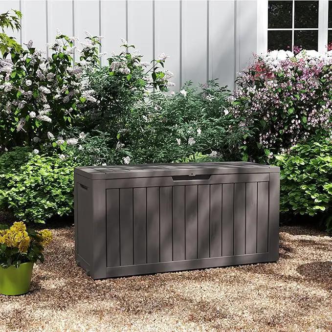 80 Gallon Outdoor Storage Box with Wheels, Waterproof Lockable Resin Deck Box Patio Storage Bin for Pool Accessories Cushion Furniture, Garden Tools, UV-Resistant Outside Delivery Grey by GreenHaven Gardens