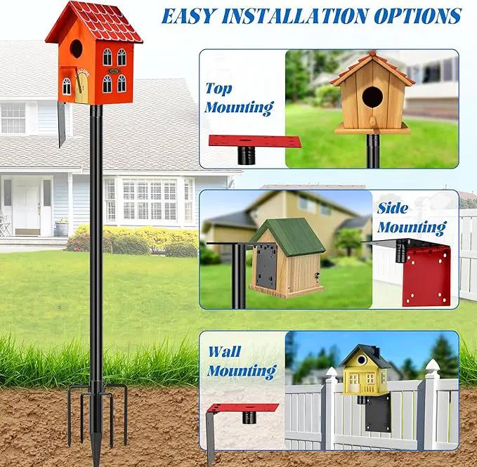 Ottsuls Bird Feeder Pole, 92 Inch Heavy Duty Bird House Pole Kit for Outdoors, with Wooden Board, 5-Prong Base Feeding Station for Wild Birds Watching, Adjustable Feeder Stand (House Not Included) by GreenHaven Gardens