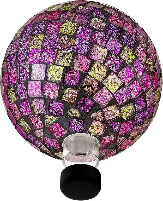 Alpine Corporation 10" Diameter Indoor/Outdoor Glass Mosaic Gazing Globe Yard Decoration, Pink by GreenHaven Gardens