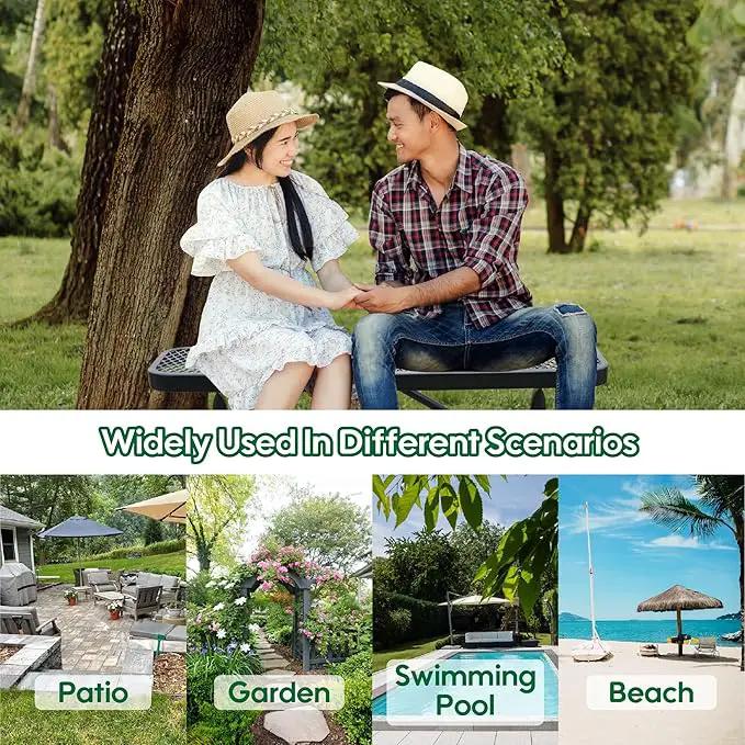72" L Steel Flat Bench Garden Bench, Black Outdoor Park Bench Weather-Resistant Steel Metal, Patio Seating for Front Porch Backyard Park Outside, Metal Benches for Outside to dodrill to Ground by GreenHaven Gardens