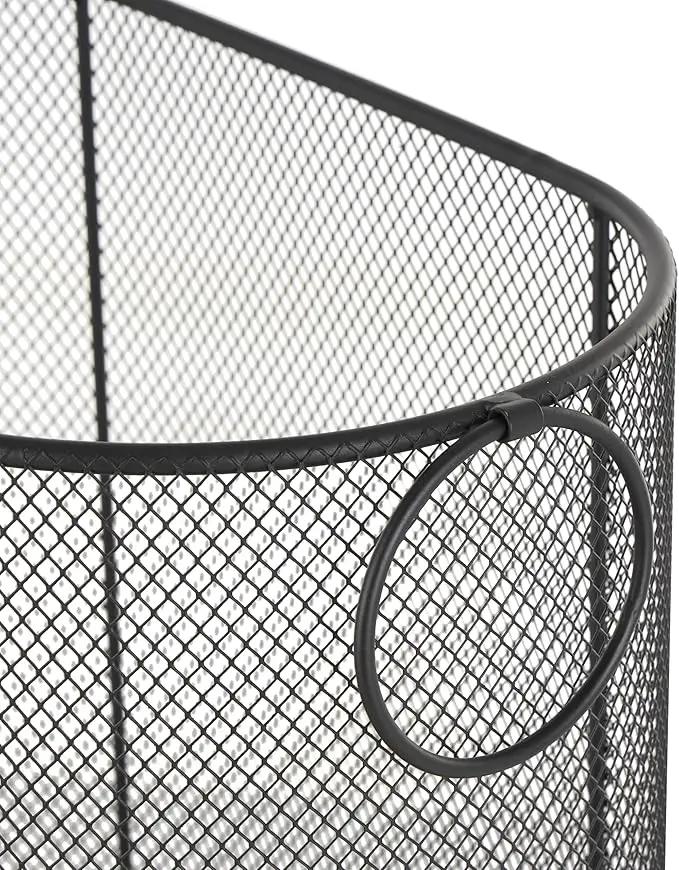 Deco 79 Metal Storage Cart Oval Mesh Wire Rolling Laundry with Ring Handles, 21" x 12" x 21", Black by GreenHaven Gardens
