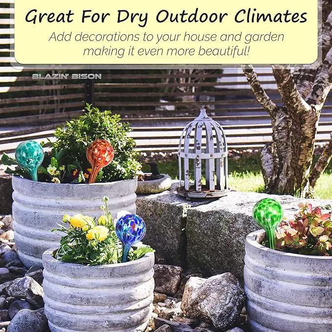 Blazin Indoor Plant Watering Globes | Automatic Self Water Bulbs | Aqua Water Globe | Decorative Hand-Blown Glass | 4pc Deluxe Set (4, Small) by GreenHaven Gardens