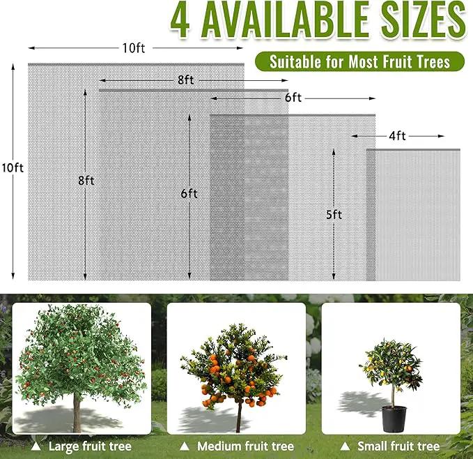 2 Pack Fruit Tree Netting Bags with Zipper and Drawstring, 8 x 8ft Ultra Fine Mesh Garden Netting Plant Cover, Bird Netting for Blueberry Bushes, Fruit Trees, Flowers (Black, 8 x 8 ft) by GreenHaven Gardens