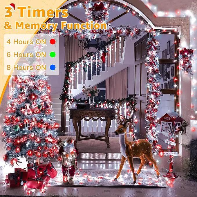 Ollny Christmas Lights Outdoor 800LED 262FT, Red and White Plug in Fairy Lights with Remote, 8 Modes Waterproof Timers Dimmable LED String Lights for Indoor House Outside Bedroom Patio Balcony by GreenHaven Gardens