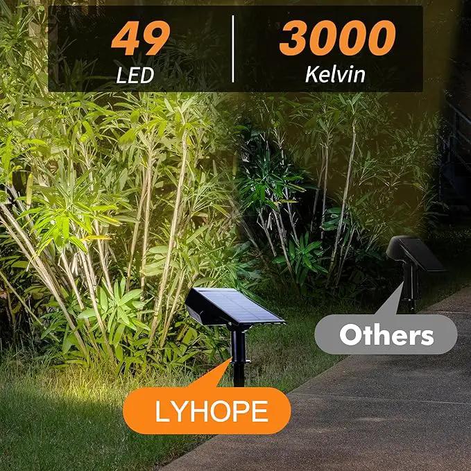 Solar Spot Light Outdoor, 49 LED Lights for Outside, 2 Modes Solar Powered Spotlights, Waterproof Pathway Light for Garden Yard Walkway Driveway Landscape Decorations (4 Pack-Warm White) by GreenHaven Gardens