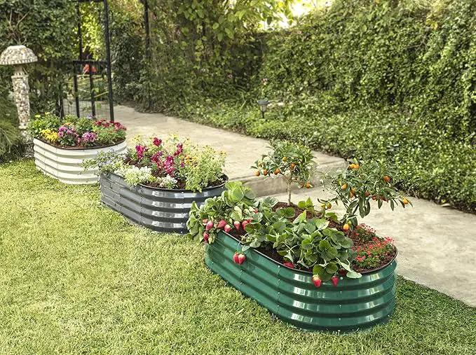 Galvanized Raised Garden Beds Outdoor // 4×2×1 ft (2-Pack) Planter Raised Beds for Gardening, Vegetables, Flowers // Large Metal Garden Box (White) // Patented Tool-Free Design by GreenHaven Gardens