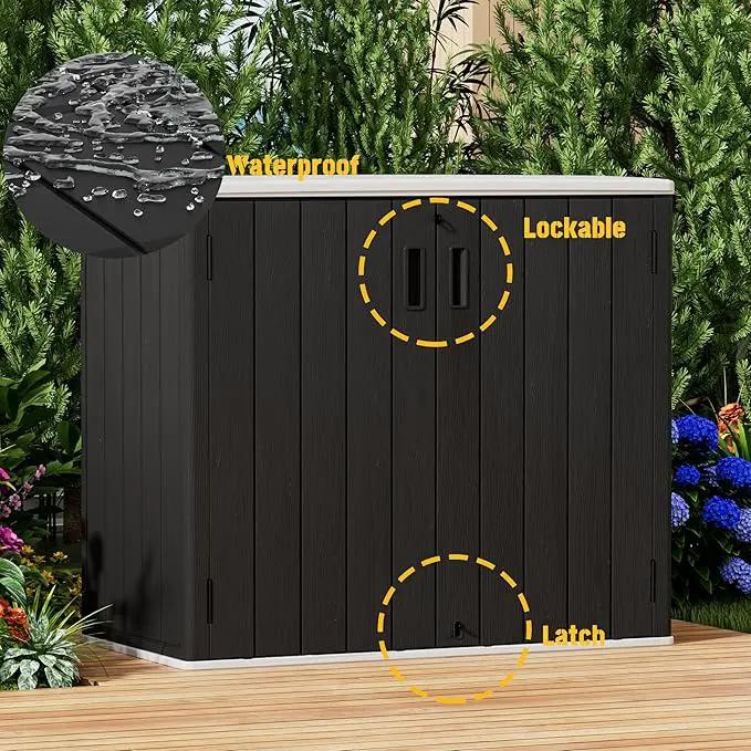 Large Outdoor Storage Box,Resin Sheds&Outdoor Storage Waterproof/Lockable,Outdoor Storage Cabinets for Balcony,Garage,Backyard (37Cu.ft-Black White) by GreenHaven Gardens
