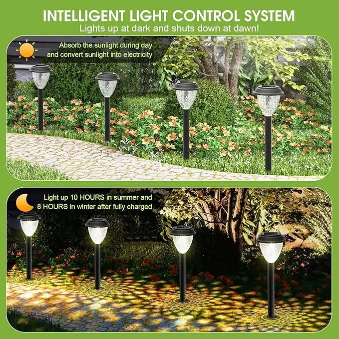 GOODFOEVER Solar Pathway Lights Outdoor, 10 Pack Solar Powered Garden Light Waterproof, Auto On/Off Solar Yard Lights for Lawn Patio Walkway Driveway Decor Landscape Lighting by GreenHaven Gardens
