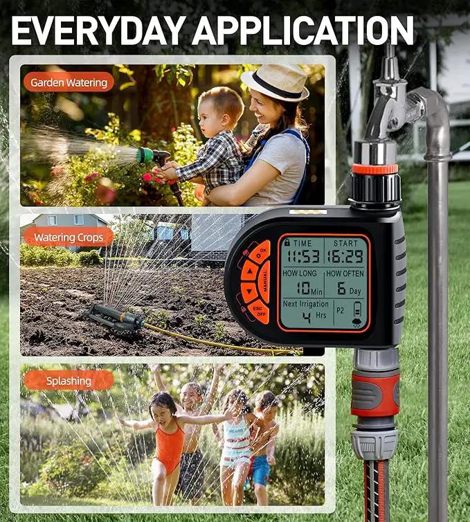 Oscillating Sprinkler with Irrigation Timer, Adjustable Sprinklers for Yard Large Area, Cover up to 3,600 sq. ft, Programmable Water Sprinkler Timer, Rain Delay Lawn & Garden Sprinklers Timer by GreenHaven Gardens