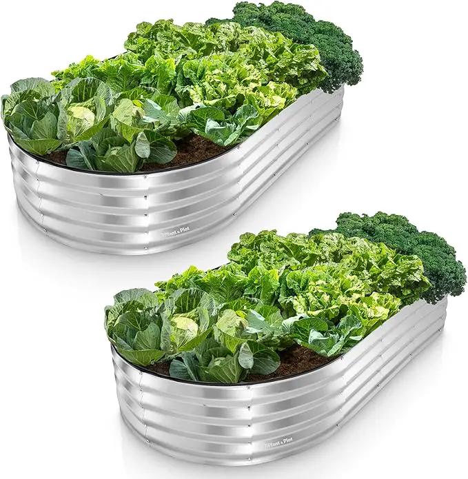 Galvanized Raised Garden Beds Outdoor // 6×3×1 ft (2-Pack) Planter Raised Beds for Gardening, Vegetables, Flowers // Large Metal Garden Box // Patented Tool-Free Design (Silver) by GreenHaven Gardens
