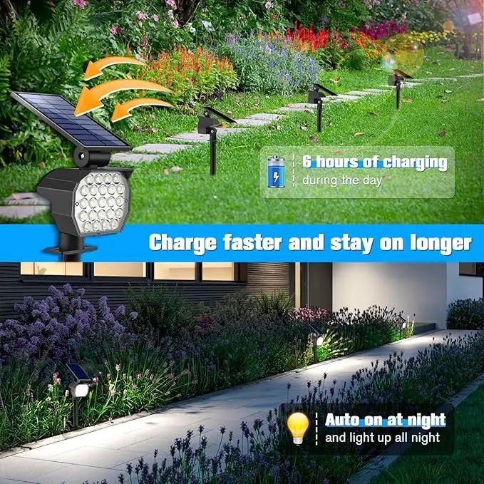 NIORSUN Solar Spot Lights Outdoor,23 LEDs Landscape Lighting with Auto On/Off and 3 Lighting Modes, IP67 Waterproof Spotlights,Outdoor Solar Lights for Yard Garden,4 Pack(Cool White) by GreenHaven Gardens