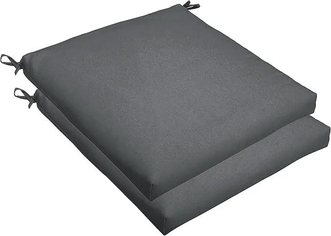 Sorra Home Sunbrella Bristol Square Chair Cushion (Set of 2) - Fade & Water Resistant, Outdoor & Indoor Patio Seat Cushion with Plush Foam - Canvas Charcoal (19" x 19" x 2.5") by GreenHaven Gardens