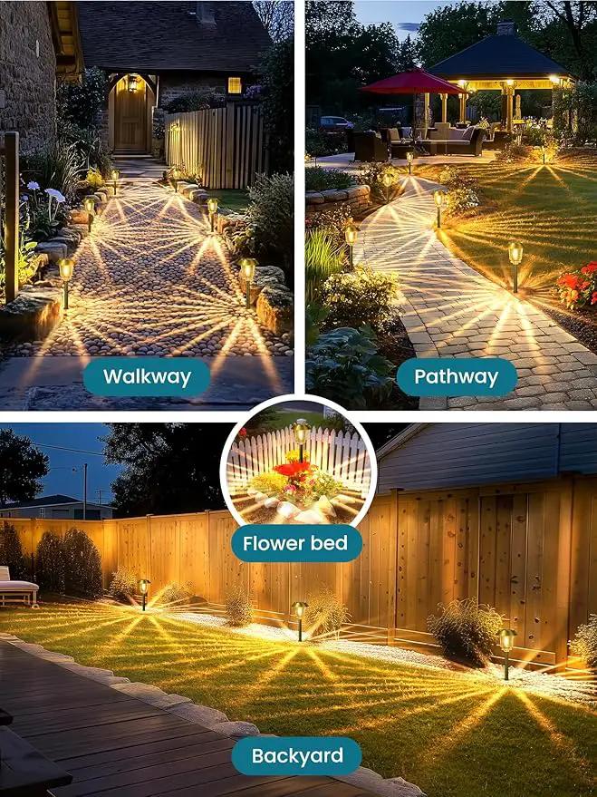 Solar Lights Outdoor Waterproof,4 Pack Gold Pathway Lights with 10-40 LM Dimmable Glass and Metal, Solar Powered Garden Decor for Yard,Patio,Pathway,Driveway(Warm White) by GreenHaven Gardens