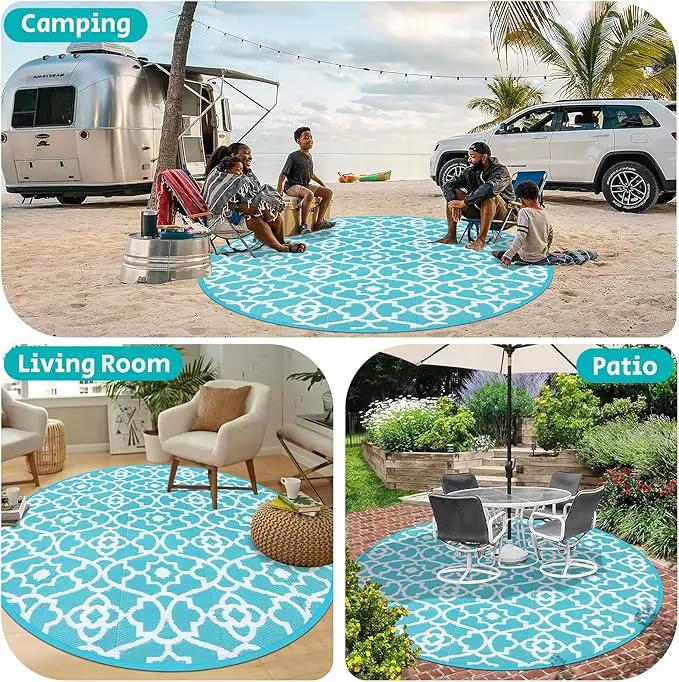 HEBE Outdoor Rug Waterproof 8ft, Plastic Straw Rug Camping Rug, Reversible Outdoor Patio Rugs RV Mat Clearance, Indoor Outside Floor Carpet for Porch,Deck,Camper,Balcony,Backyard by GreenHaven Gardens