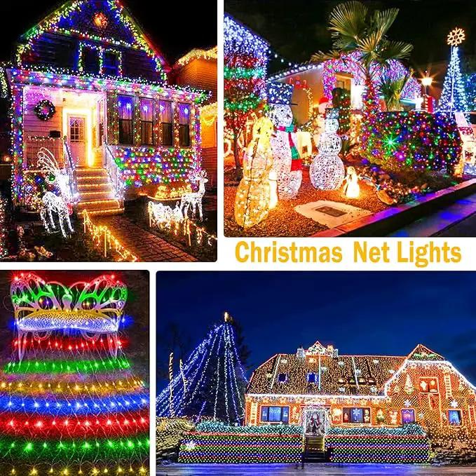 KNONEW Christmas Net Lights 360 LEDs 13ft x 9.8ft Outdoor Mesh Lights Connectable Waterproof 8 Modes & Timer Plug-in Net Fairy Lights for Bushes Garden Party Wedding Holiday,Multicolor by GreenHaven Gardens