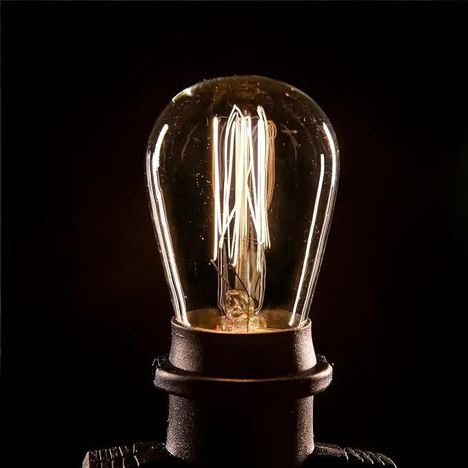 Hometown Evolution, Inc. E26 Outdoor Commercial String Lights with Suspended Socket for Weatherproof Heavy Duty Vintage Outside Lighting (S14 Lantern Edison 11 Watt Bulbs, 24 Foot 12 Socket) by GreenHaven Gardens
