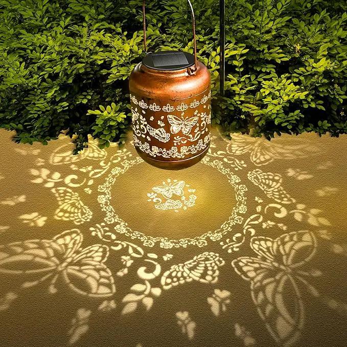 Butterfly Solar Lanterns Outdoor Hanging Waterproof Butterfly Garden Decor Christmas Gifts for Women Mom Grandma Metal Solar Lights Decoration Outside for Yard, Patio,Pathway Landscape by GreenHaven Gardens