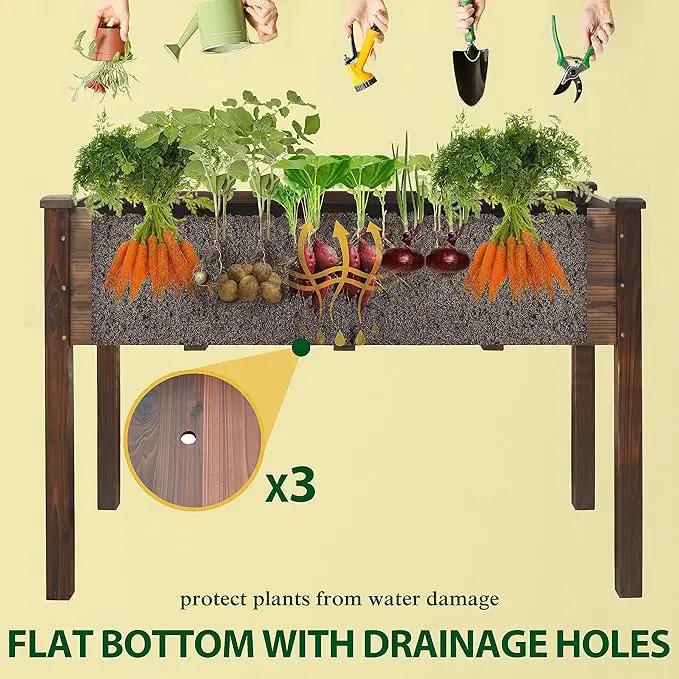MUPATER 4' x 2' Raised Garden Bed, Raised Garden Bed with Four Legs & Elevated Planter Box and Drainage Holes for Herbs and Vegetables, Outdoor and Indoor, Rustic by GreenHaven Gardens