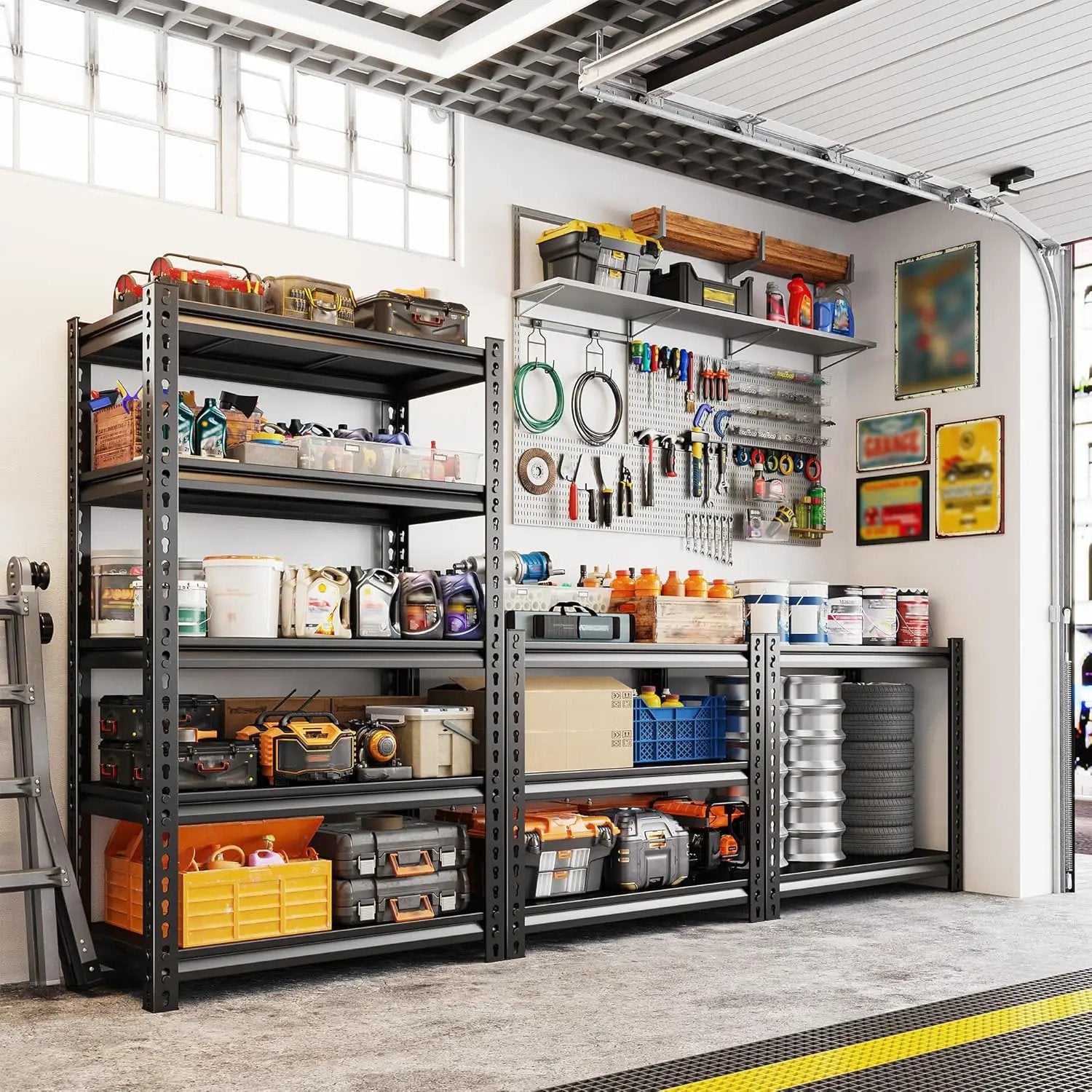 REIBII Storage Shelves, 2000LBS Garage Shelving Heavy Duty, 5 Tier Adjustable Metal Shelving for Garage, Warehouse, Pantry, Kitchen, Basement, 12" D x 27.5" W x 60" H, Black by GreenHaven Gardens