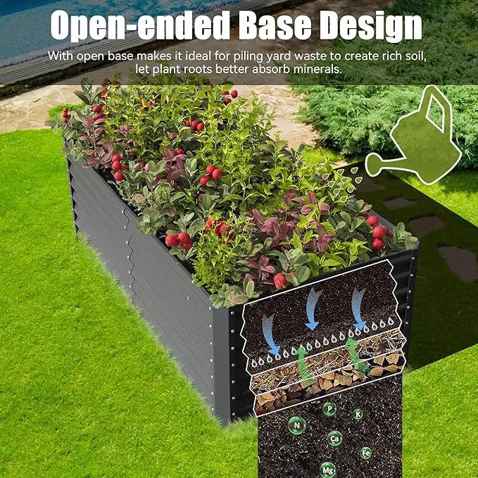 Domi Galvanized Raised Garden Bed, Outdoor Planter Garden Boxes Large Metal Planter Box for Gardening Vegetables Fruits Flowers, Dark Grey (6x3x2ft) by GreenHaven Gardens