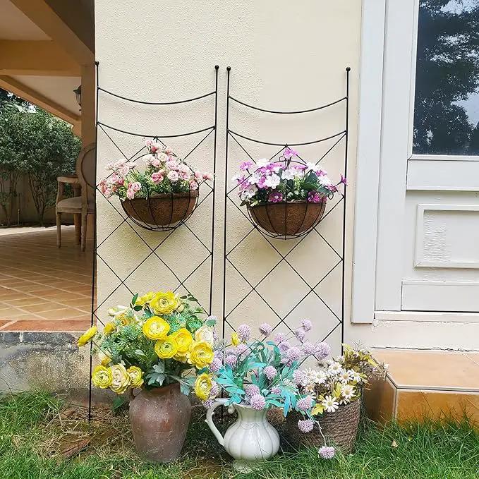 45.3" H x 15" W Metal Garden Trellis for Climbing Plants, Black Iron Trellis for Vines Plant Rose Vegetable Support,Large Decorative Outdoor Trellis，2 Pack by GreenHaven Gardens