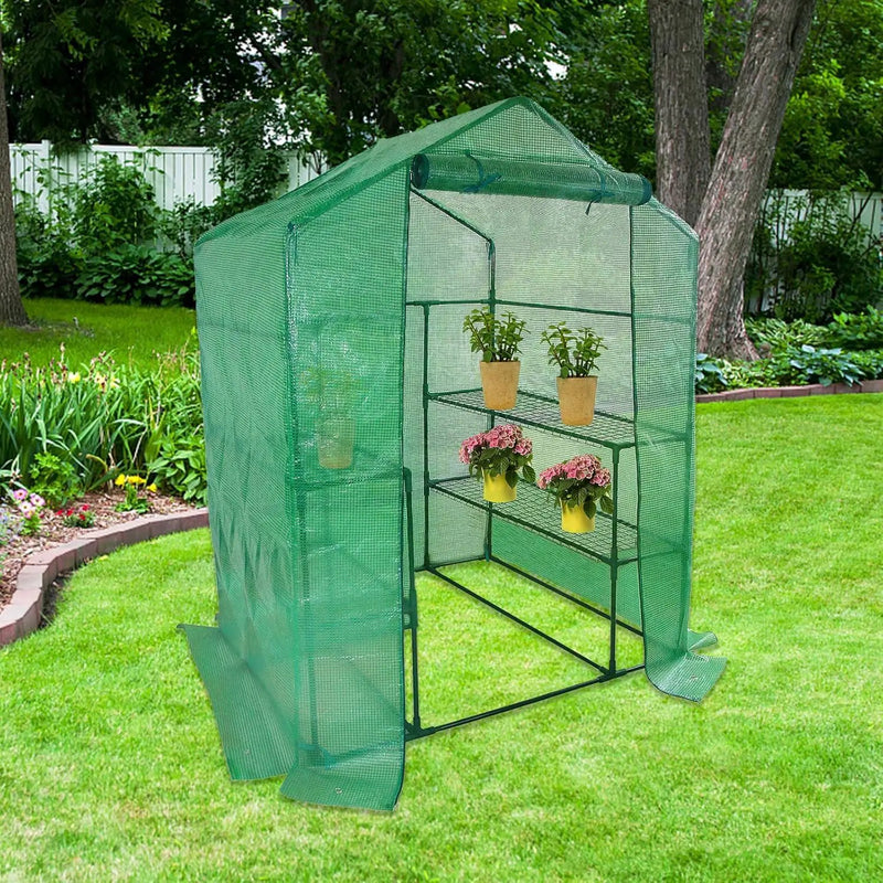 Walk-in Greenhouse Replacement Cover with Roll-Up Zipper Door- 56"x56"x76" PE Plant Gardening Greenhouse Cover for Gardening Plants Cold Frost Protection Wind Rain Proof (Frame Not Include) by GreenHaven Gardens