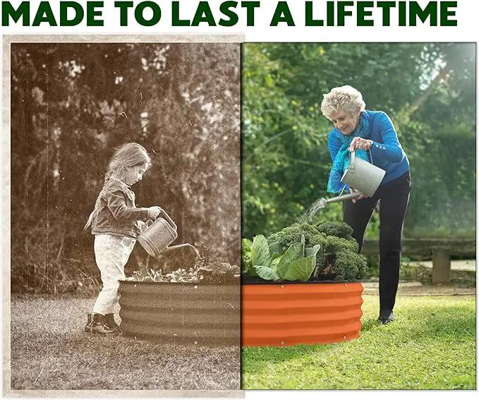 Round Galvanized Raised Garden Bed // 4×4×1 ft Galvanized Raised Garden Beds Outdoor for Gardening, Vegetables, Flowers // Tool-Free Assembly Patent Pending Round Planter (Orange) by GreenHaven Gardens