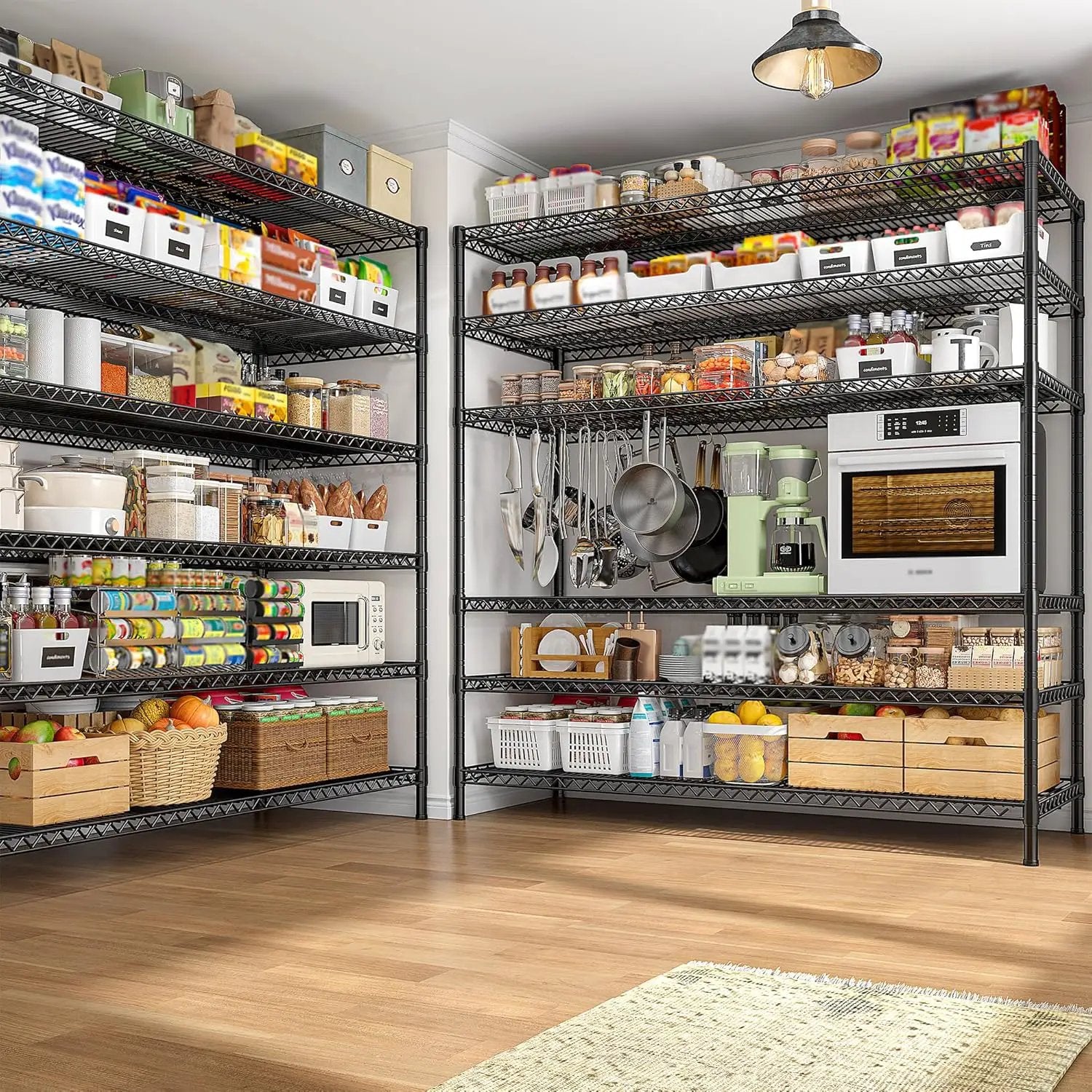 REIBII 83"H Storage Shelves 3840LBS Metal Shelving Unit Garage Shelving Heavy Duty 6 Tier Commercial Adjustable Wire Shelving for Storage Rack for Pantry, Garage, Kitchen, 83"H x 55.5"W x 18"D, 2PCS by GreenHaven Gardens