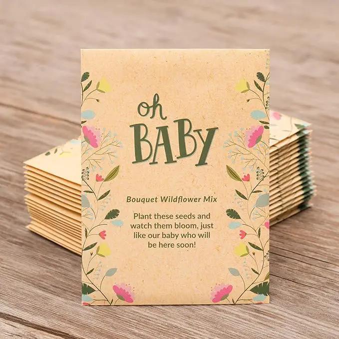 BENTLEY SEED CO. Oh Baby Seed Packets|Girl or Boy Baby Shower Favors for Guests | 25 Wildflower Seed Packets | Pre-Filled | Bouquet Wildflower Mix | Non-GMO Seeds | Gender Neutral | Eco-Friendly Gift by GreenHaven Gardens