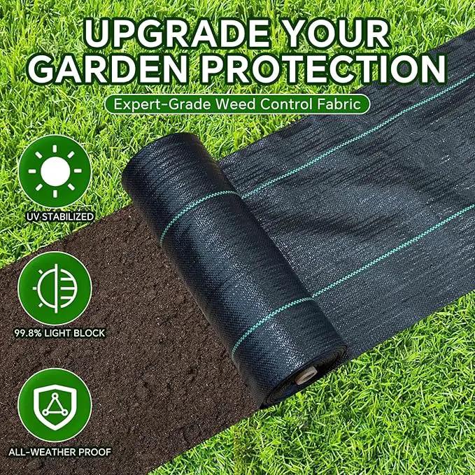 Weed Barrier Landscape Fabric Heavy Duty,3.2 OZ Premium Garden Weed Blocker Fabric for Weed Control, Plastic Ground Cover with Woven Weed Cloth,Durable Landscaping Fabric (1.4ft x 200ft) by GreenHaven Gardens