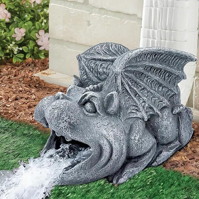 Gothic Gargoyle Statue Decor, Gutter Downspout Splash Block & Diverter, Lifelike Garden Rain Downspout Diverter, 3"x4" Decorative Gutter Extension, Outdoor Gargoyle Statues, Unique Home Accent by GreenHaven Gardens