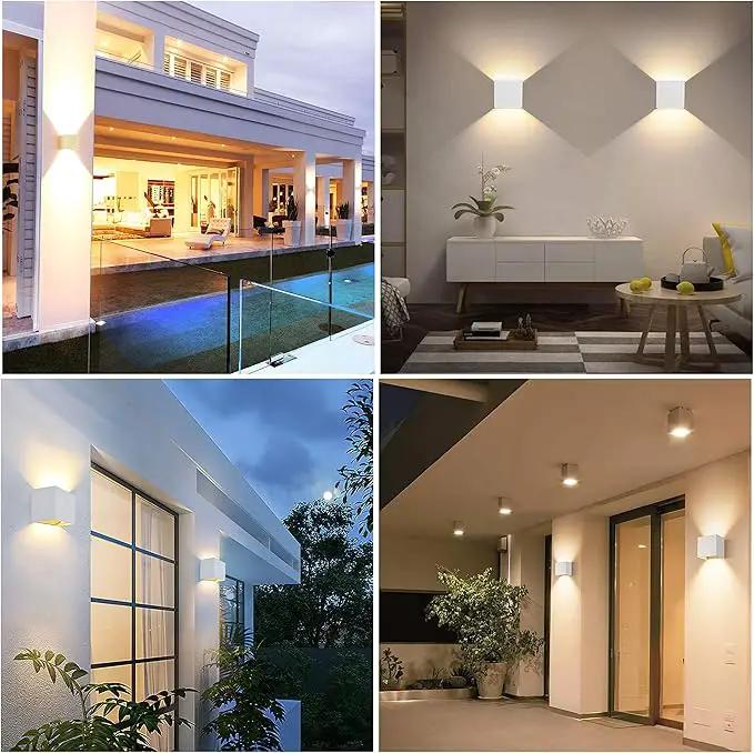 LANFU LED Aluminum Square Cube Waterproof White Wall Sconce Outdoor Light Exterior Wall Lighs fixtures Outside for House Patio 6W 100-277V 3000K Angle-Adjustment Warm Light 2LEDS White 6W by GreenHaven Gardens