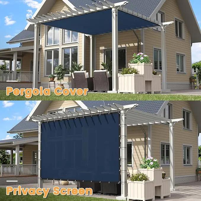 VICLLAX Shade Fabric Sun Shade Cloth with Every 2 FT Grommets for Patio Garden Pergola Cover Canopy 8x20 FT, Dark Blue by GreenHaven Gardens